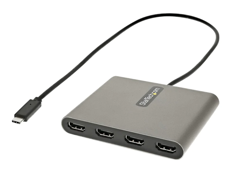StarTech USB-C auf 4x HDMI Adapter - Externe Video- und Grafikkarte - USB Type-C auf Quad HDMI Display Adapter Dongle - 1080p 60Hz - Multi Monitor Splitter - Windows (USBC2HD4) - Adapterkabel - 24 pin USB-C männlich zu HDMI weiblich - 50 cm - Space-grau -