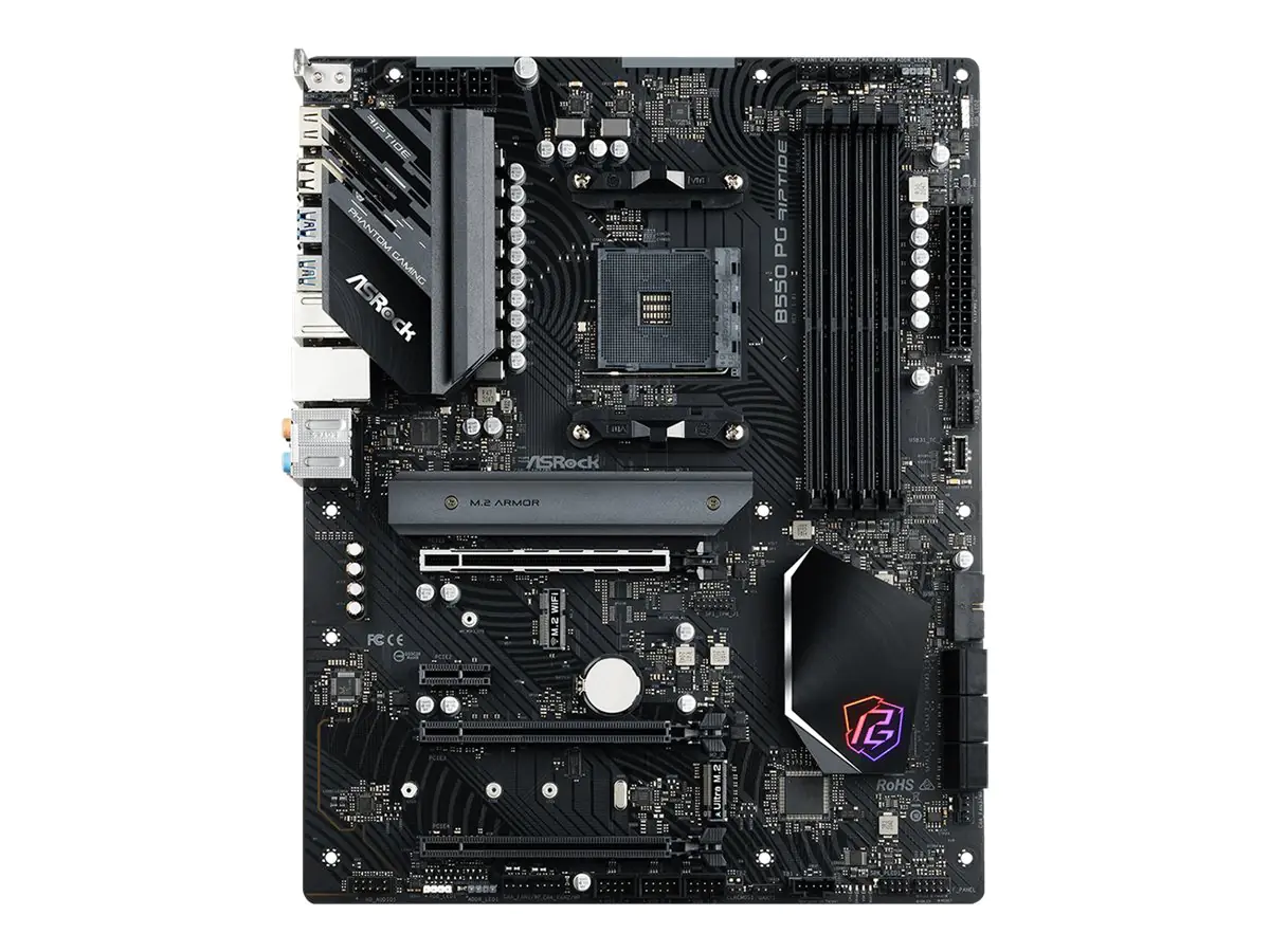 ASRock B550 PG Riptide - Motherboard - ATX - Socket AM4 - AMD B550 Chipsatz - USB-C Gen2, USB 3.2 Gen 1, USB 3.2 Gen 2 - 2.5 Gigabit LAN - Onboard-Grafik (CPU erforderlich) - HD Audio (8-Kanal)