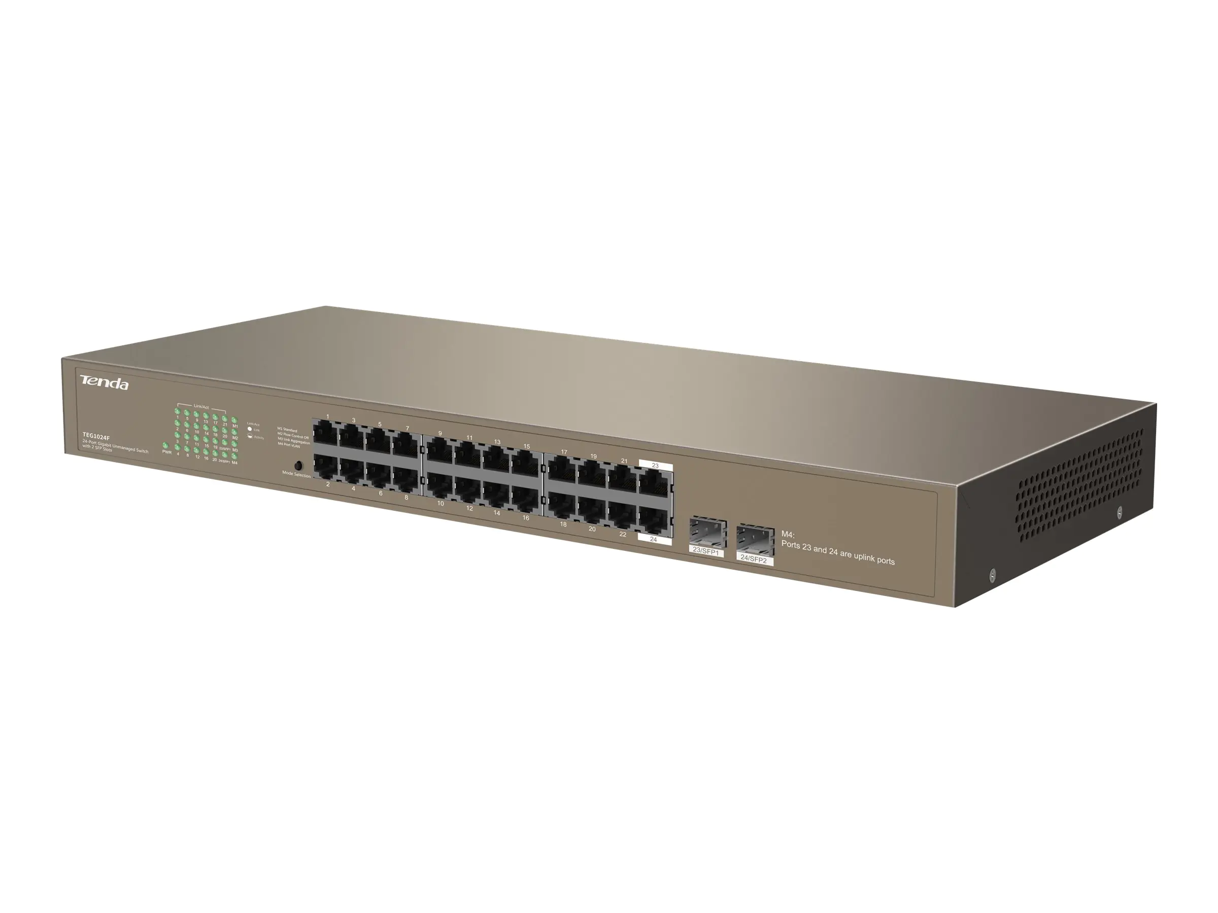 Tenda TEG1024F - Switch - unmanaged - 24 x 10/100/1000 + 2 x Kombi-Gigabit-SFP - Desktop, an Rack montierbar