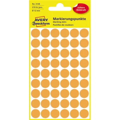 Avery Zweckform Markierungspunkt 3148 12mm orange 270 St./Pack. Avery Zweckform Markierungspunkt 3148 12mm orange 270 St./Pack.