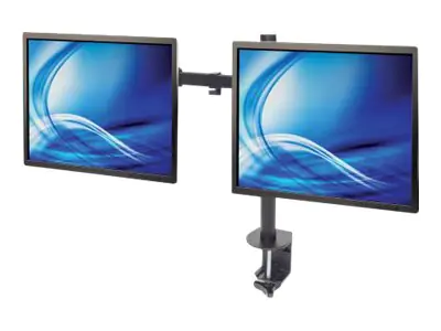 Manhattan TV & Monitor Mount, Desk, Full Motion, 2 Screens, Screen Sizes: 10-27", Black, Clamp Assembly, Dual Screen, VESA 75x75 to 100x100mm, Max 8kg (each), Lifetime Warranty - Befestigungskit - für 2 LCD-Displays - Stahl - Schwarz - Bildschirmgröße: 33 Manhattan TV & Monitor Mount, Desk, Full Motion, 2 Screens, Screen Sizes: 10-27", Black, Clamp Assembly, Dual Screen, VESA 75x75 to 100x100mm, Max 8kg (each), Lifetime Warranty - Befestigungskit - für 2 LCD-Displays - Stahl - Schwarz - Bildschirmgröße: 33