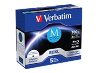 Verbatim M-Disc - 5 x BD-R XL - 100 GB 4x - mit Tintenstrahldrucker bedruckbare Oberfläche - Jewel Case (Schachtel)