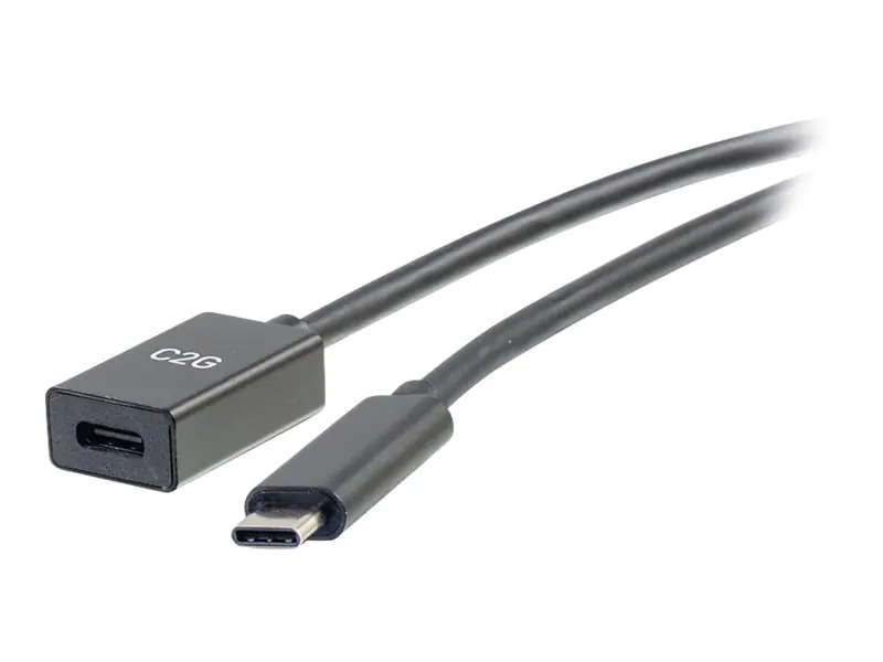 C2G 3ft USB-C to C 3.1 (Gen 2) Male to Female Extension Cable (10Gbps) - USB-Verlängerungskabel - 24 pin USB-C (M) zu 24 pin USB-C (W) - USB 3.1 Gen 2 / Thunderbolt 3 - 3 A - 90 cm - geformt - Schwarz