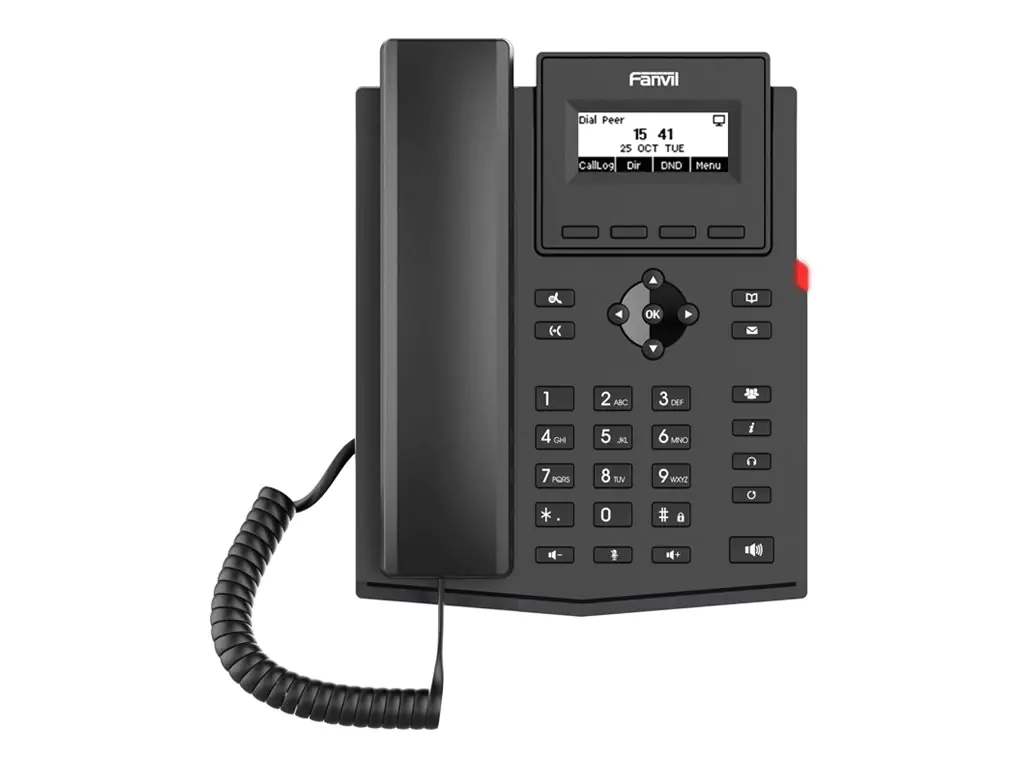 Fanvil X301G - VoIP-Telefon mit Rufnummernanzeige/Anklopffunktion - Sechsweg Anruffunktion - SIP, RTCP, RTP, SRTP, SIP v2 over TLS, SIP v2 over UDP, SIP v2 over TCP - 2 Leitungen - Schwarz