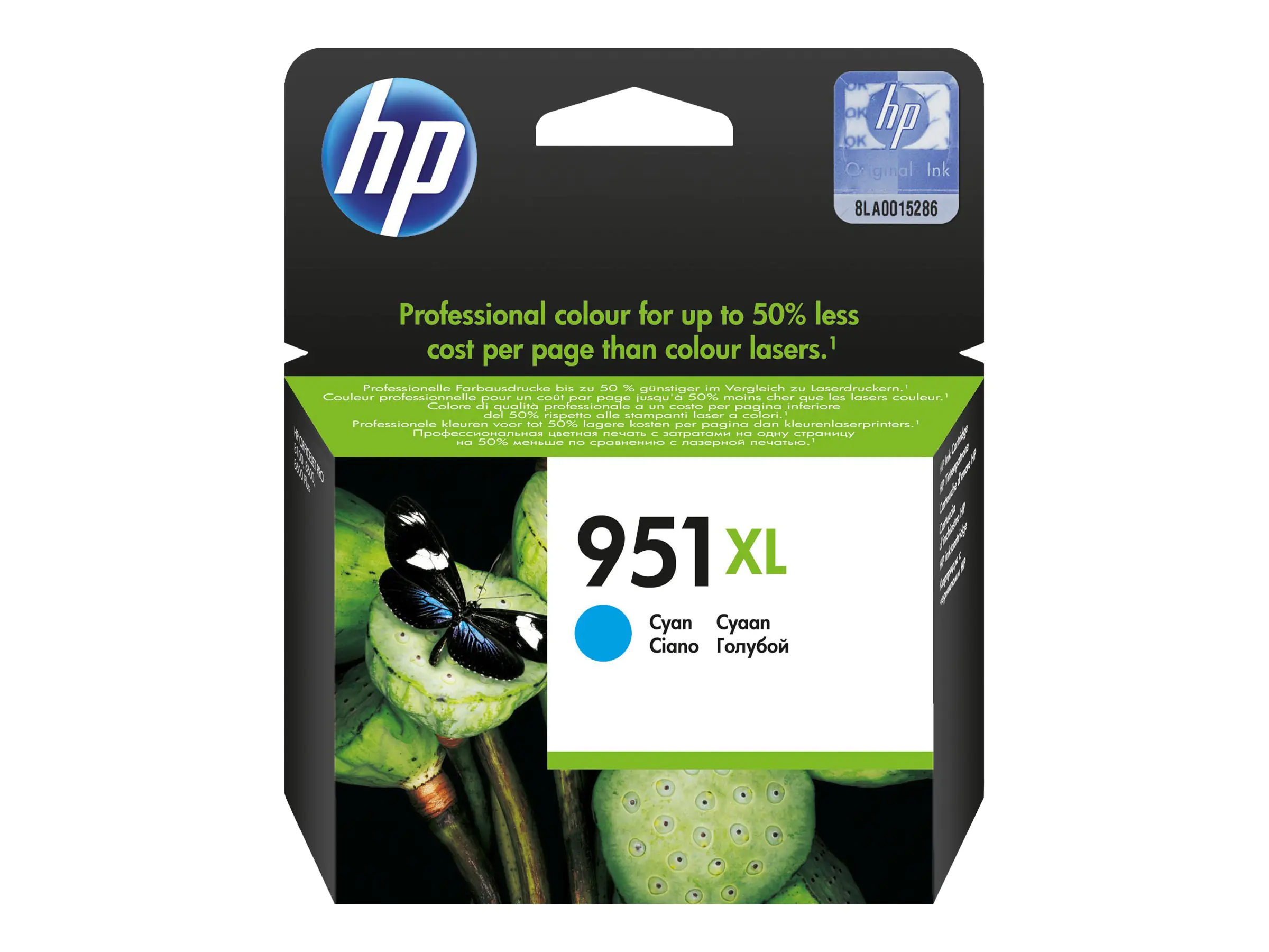 HP 951XL - Hohe Ergiebigkeit - Cyan - original - Tintenpatrone - für Officejet Pro 251dw, 276dw, 8100, 8600, 8600 N911a, 8610, 8615, 8620, 8625, 8630 HP 951XL - Hohe Ergiebigkeit - Cyan - original - Tintenpatrone - für Officejet Pro 251dw, 276dw, 8100, 8600, 8600 N911a, 8610, 8615, 8620, 8625, 8630