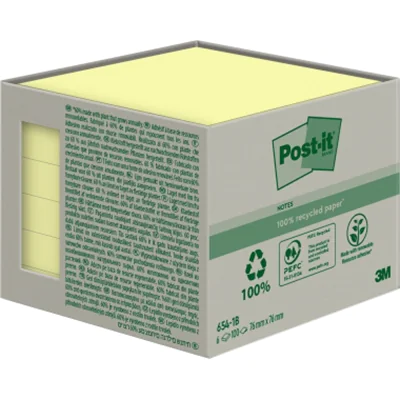 Post-it Haftnotiz Recycling Notes 654-1B 76x76mm gelb 6 St./Pack. Post-it Haftnotiz Recycling Notes 654-1B 76x76mm gelb 6 St./Pack.