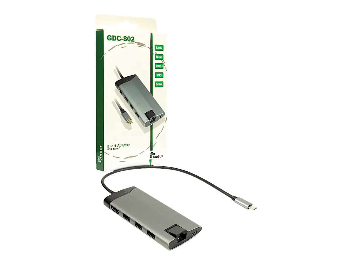 Argus GDC-802 - Dockingstation - USB-C 3.1 - HDMI - 1GbE Argus GDC-802 - Dockingstation - USB-C 3.1 - HDMI - 1GbE