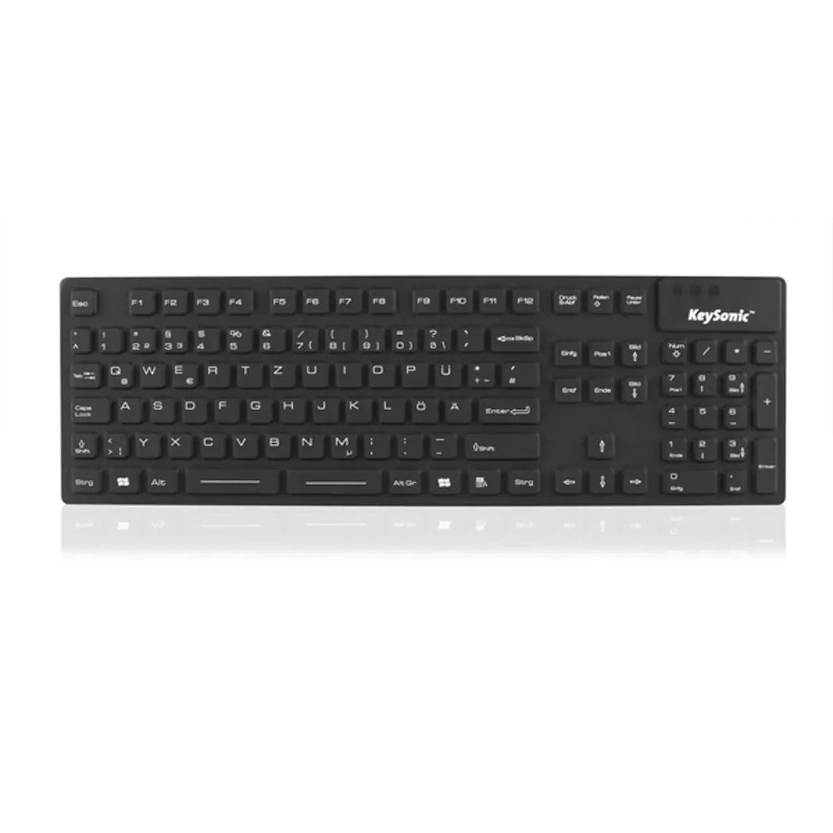KeySonic KSK-8030 IN (DE) Industrietastatur, USB, wasserdicht IP 68, schwarz, Volle Größe (100%), Kabelgebunden, USB, QWERTZ, Schwarz 28035