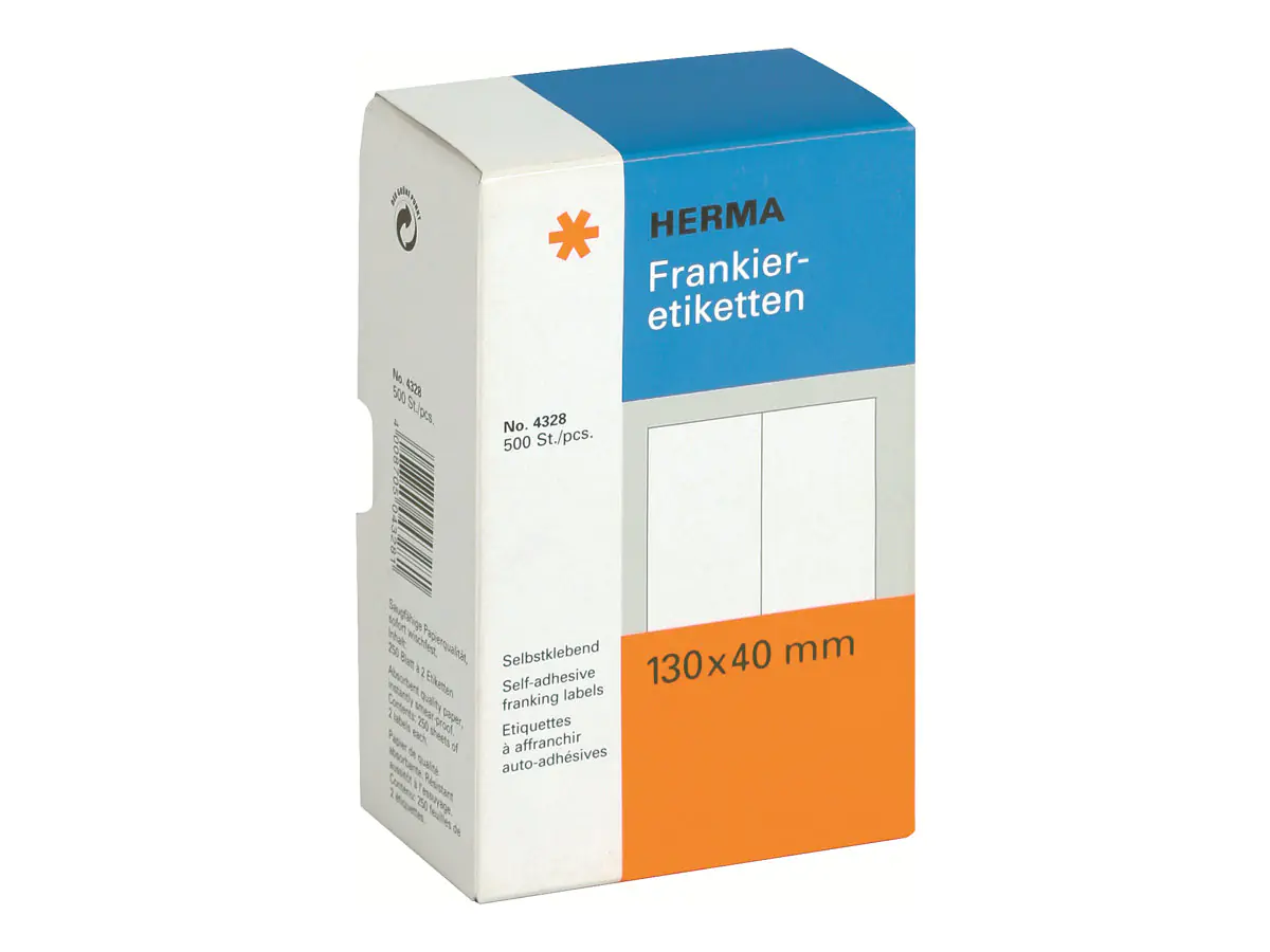 HERMA Frankieretikett 4328 130x40mm doppelt weiß 500 St./Pack.