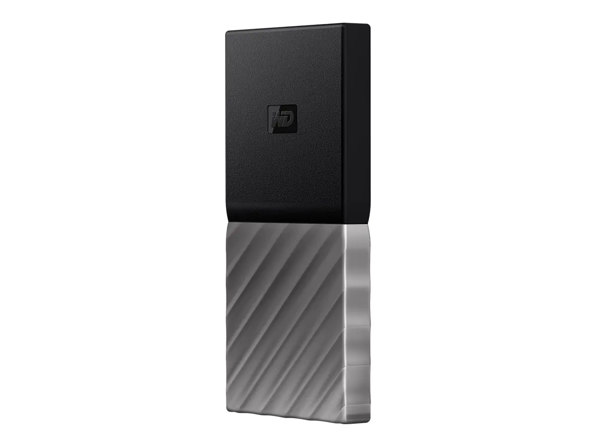 WD My Passport SSD WDBKVX0020PSL - SSD - verschlüsselt - 2 TB - extern (tragbar) - USB 3.1 Gen 2 (USB-C Steckverbinder) - 256-Bit-AES - schwarze Oberseite mit gunmetal (mittel metallisch grau) Boden WD My Passport SSD WDBKVX0020PSL - SSD - verschlüsselt - 2 TB - extern (tragbar) - USB 3.1 Gen 2 (USB-C Steckverbinder) - 256-Bit-AES - schwarze Oberseite mit gunmetal (mittel metallisch grau) Boden