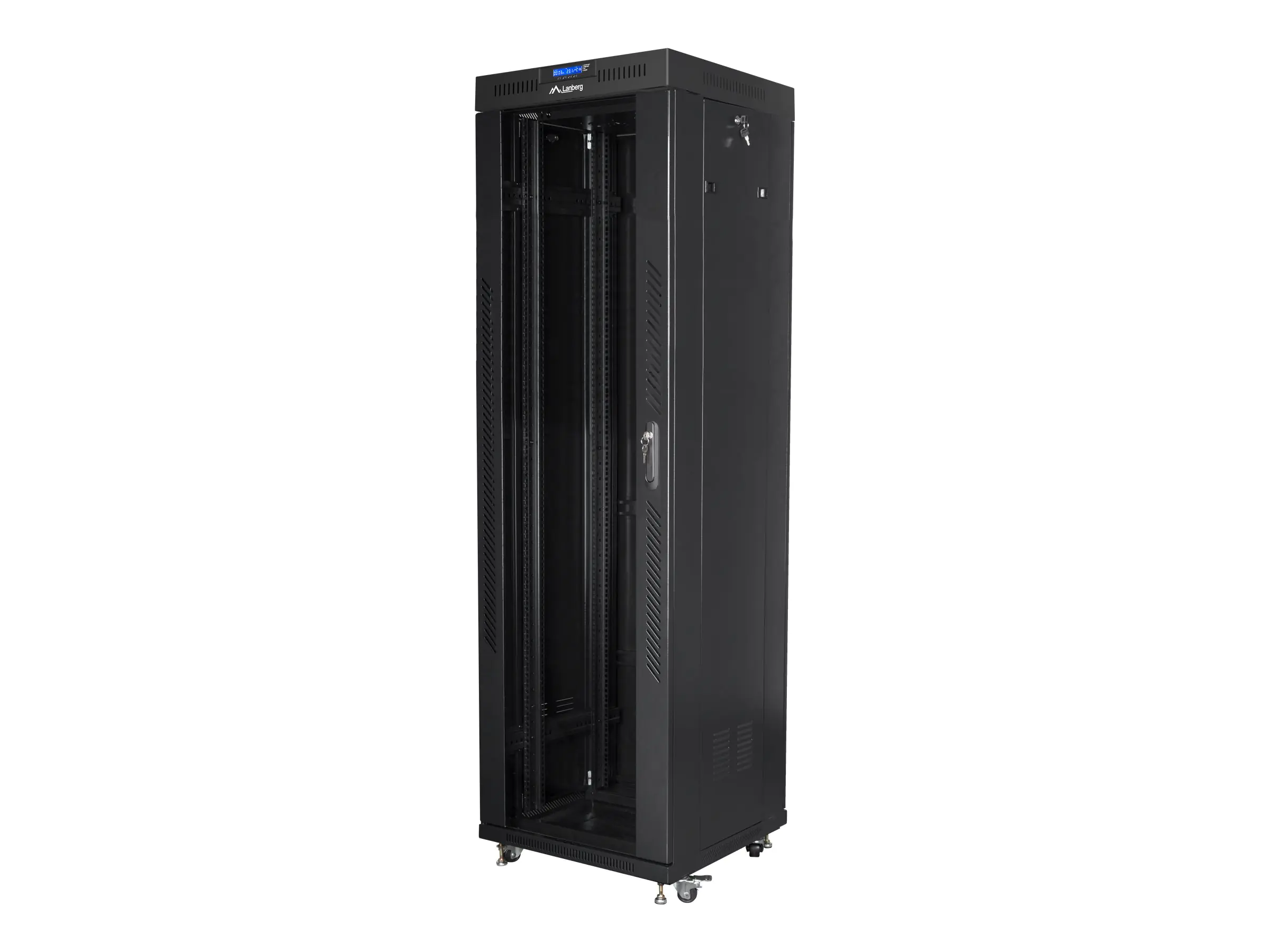 Lanberg Schrank Netzwerkschrank - mit Display - Schwarz, RAL 9004 - 42HE - 48.3 cm (19") FF01-6642-12BL