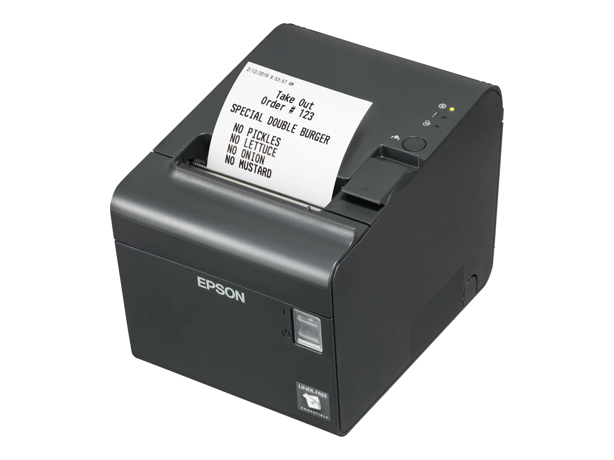 Epson TM L90LF - Belegdrucker - Thermozeile - Rolle (7,95 cm) - 203 x 203 dpi - bis zu 170 mm/Sek. - USB 2.0, seriell - Cutter - Teilschnittschneider - Dunkelgrau