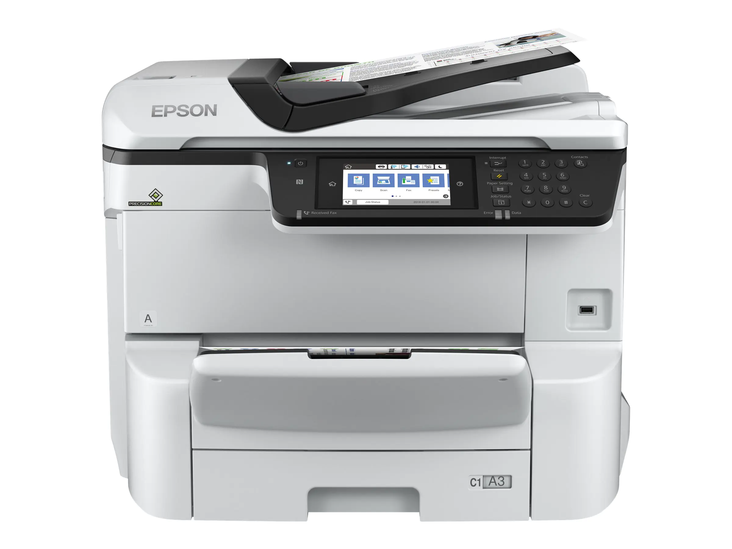Epson WorkForce Pro WF-C8690DWF BAM - Multifunktionsdrucker - Farbe - Tintenstrahl - A3 (Medien) - bis zu 24 Seiten/Min. (Drucken) - 335 Blatt - 33.6 Kbps - Gigabit LAN, USB-Host, NFC, USB 3.0, Wi-Fi(ac)
