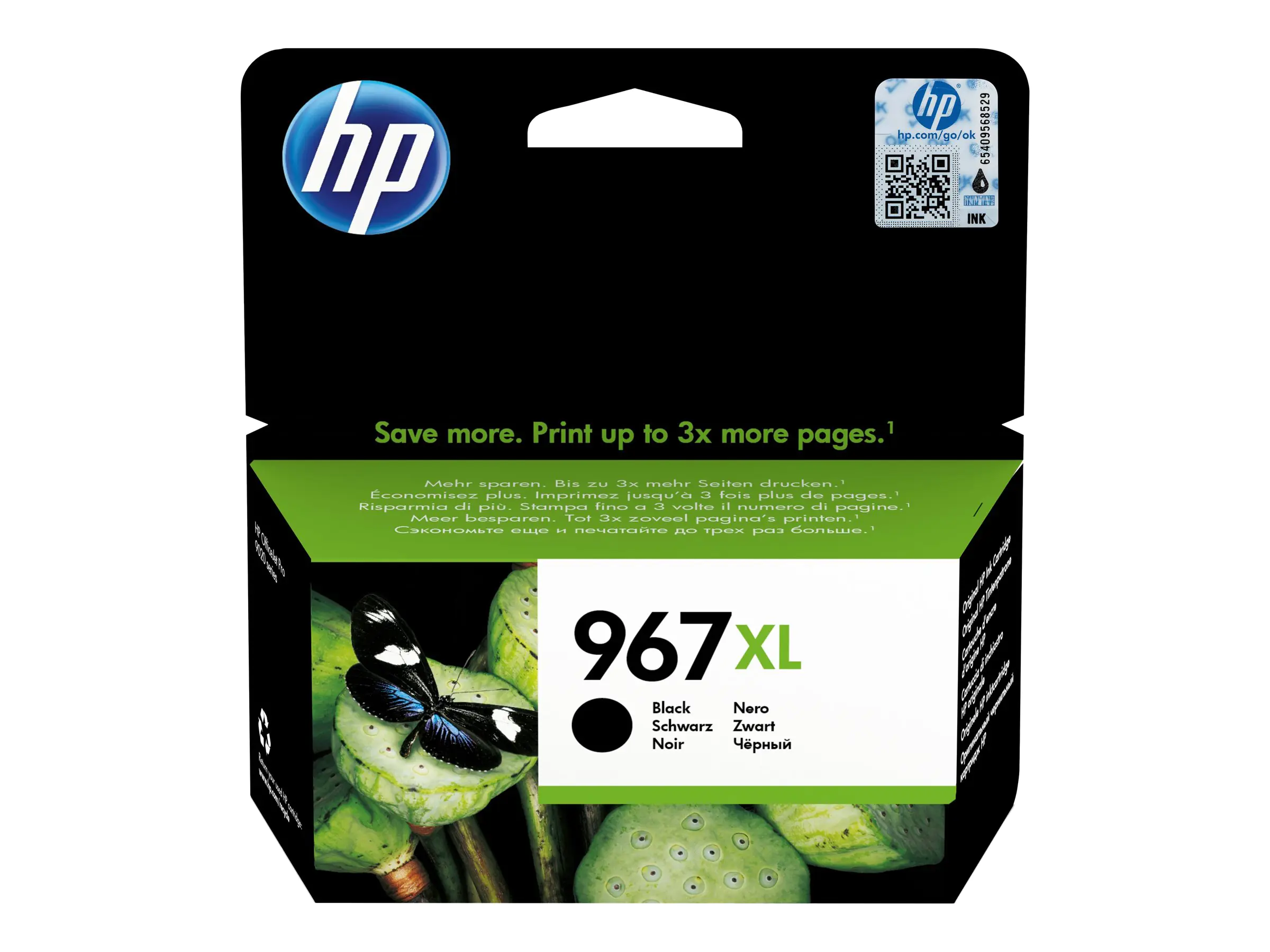 HP 967XL - 68.72 ml - Hohe Ergiebigkeit - Schwarz - original - Tintenpatrone - für Officejet 9012, 9012e; Officejet Pro 9020, 9022, 9022e, 9023, 9025, 9025e, 9028 HP 967XL - 68.72 ml - Hohe Ergiebigkeit - Schwarz - original - Tintenpatrone - für Officejet 9012, 9012e; Officejet Pro 9020, 9022, 9022e, 9023, 9025, 9025e, 9028