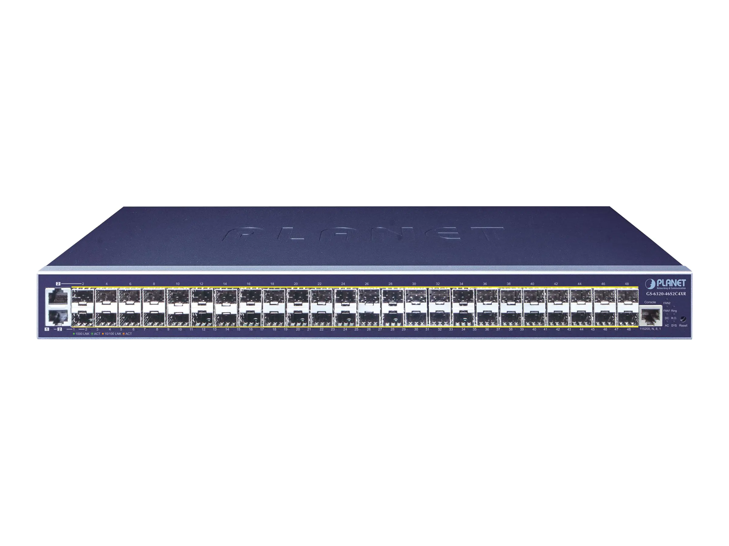 PLANET GS-6320-46S2C4XR - Switch - L3 - managed - 46 x Gigabit SFP + 4 x 1 Gigabit/10 Gigabit SFP+ (Uplink) + 2 x combo 10/100/1000 / 1/10 Gigabit SFP+ - an Rack montierbar - AC 120/230 V/DC 36 - 60 V