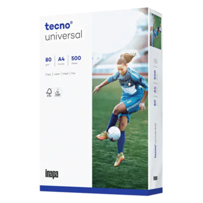inapa tecno Kopierpapier tecno®universal DIN A4 80g/m² holzfrei 2fach Lochung weiß 500 Bl./Pack. inapa tecno Kopierpapier tecno®universal DIN A4 80g/m² holzfrei 2fach Lochung weiß 500 Bl./Pack.