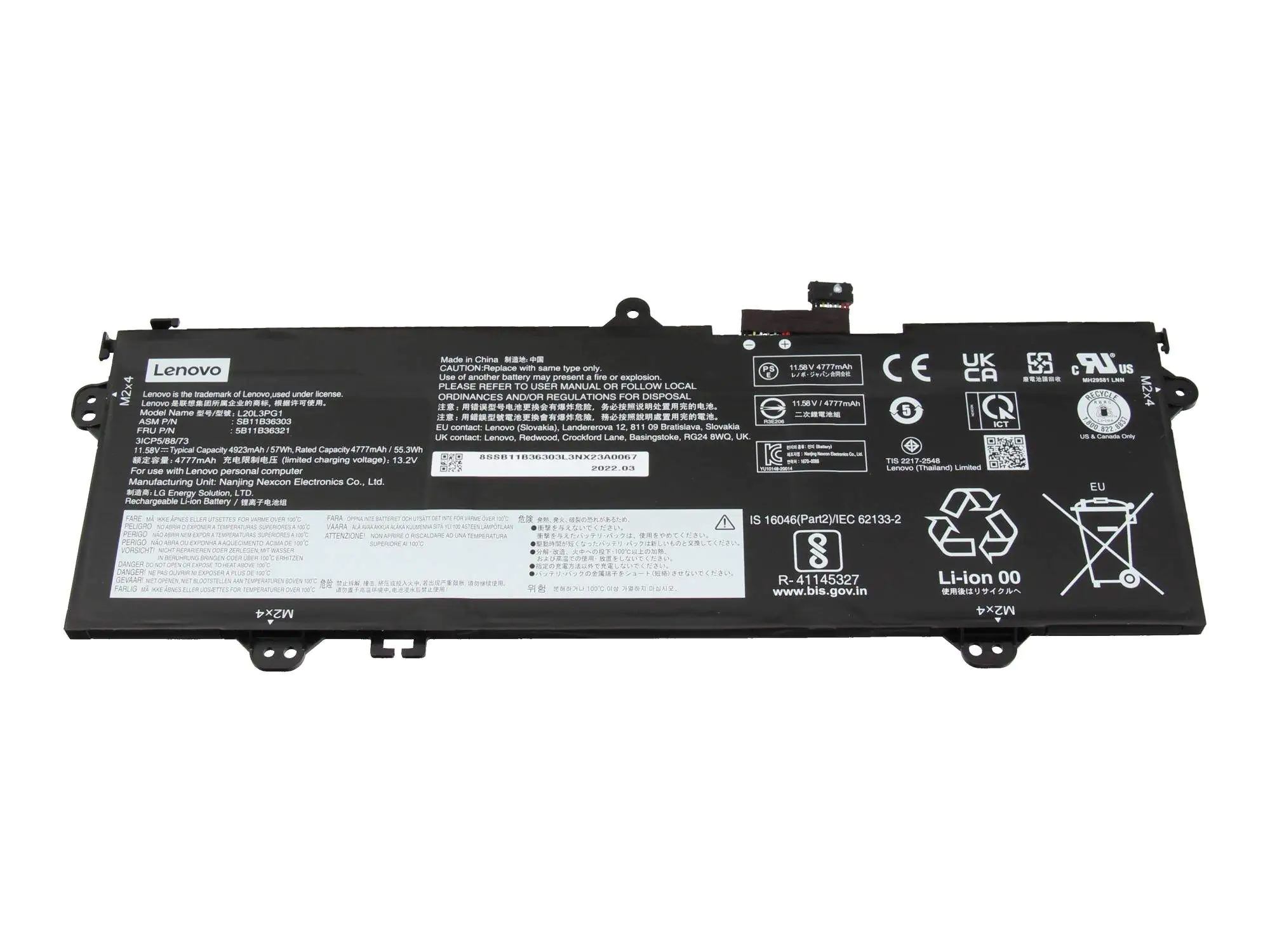 Lenovo 5B11B36321 IdeaPad Akku 57Wh 3 Zellen 14e Chromebook Gen 2 3 Chrome 1... - Batterie - 4.923