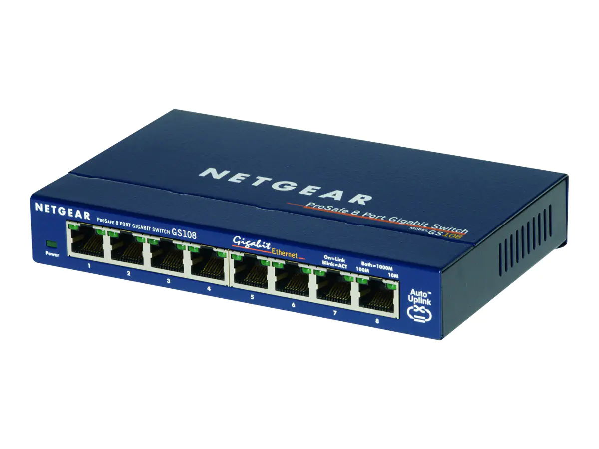NETGEAR GS108 - Switch - 8 x 10/100/1000 - Desktop NETGEAR GS108 - Switch - 8 x 10/100/1000 - Desktop