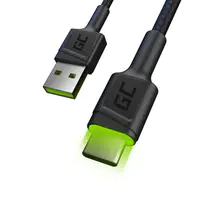 Green Cell GC Ray - USB-Kabel - 24 pin USB-C (M) grüne LED-Beleuchtung zu USB (M) - 1.2 m - Schwarz