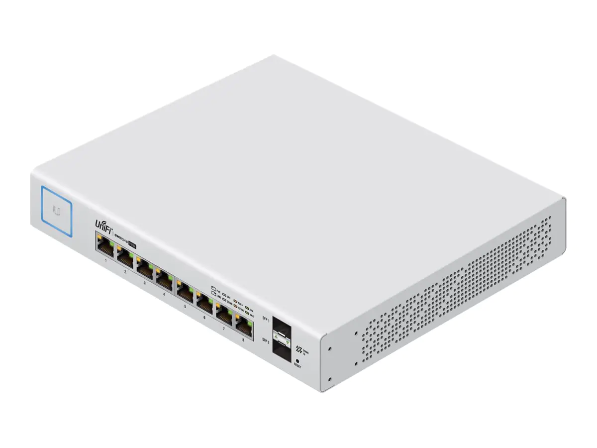 Ubiquiti UniFi Switch US-8-150W - Switch - managed - 8 x 10/100/1000 (PoE+) + 2 x Gigabit SFP - Desktop - PoE+