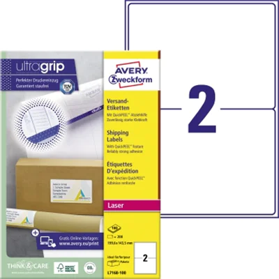 Avery Zweckform Adressetikett ultragrip 199,6 x 143,5 mm (B x H) Papier weiß 200 Etik./Pack. Avery Zweckform Adressetikett ultragrip 199,6 x 143,5 mm (B x H) Papier weiß 200 Etik./Pack.