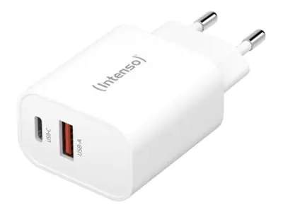Intenso W30AC - Netzteil - 30 Watt - 3 A - PD 3.0, QC 4.0, PD/PPS - 2 Ausgabeanschlussstellen (USB-C, USB) 7803012