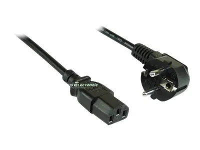InLine - Stromkabel - CEE 7/7 (M) zu IEC 60320 C13 - 3 m - 90° Stecker - Schwarz