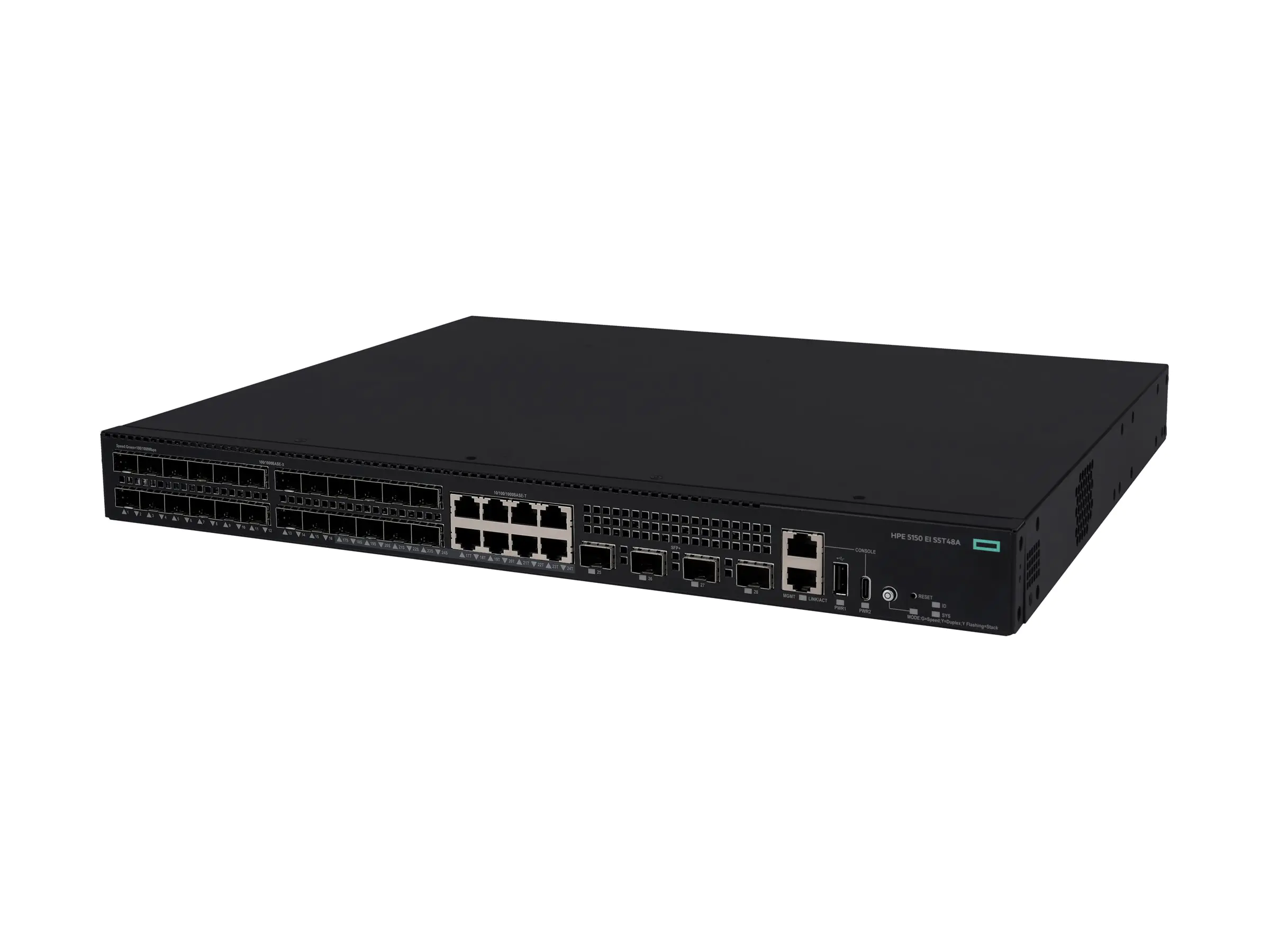 HPE Networking Comware 5150EI 24p SFP 1G 8p 10M/100M/1G Combo 4p SFP+ 1G/10G Switch - Switch - L3 - managed - 24 x 100/1000Base-X SFP + 8 x 10/100/1000Base-T + 4 x 1 Gigabit / 10 Gigabit SFP+ (Uplink / Stacking) S5T48A