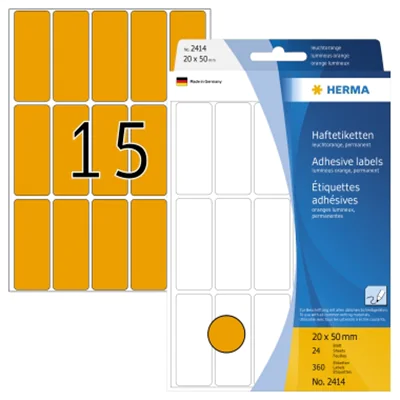 HERMA Vielzwecketikett 2414 20x50mm leucht.or 360 St./Pack. HERMA Vielzwecketikett 2414 20x50mm leucht.or 360 St./Pack.