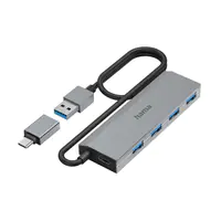 Hama USB-Hub 4 Ports USB 3.2 Gen1 5 Gbit/s inkl. USB-C-Adapter und