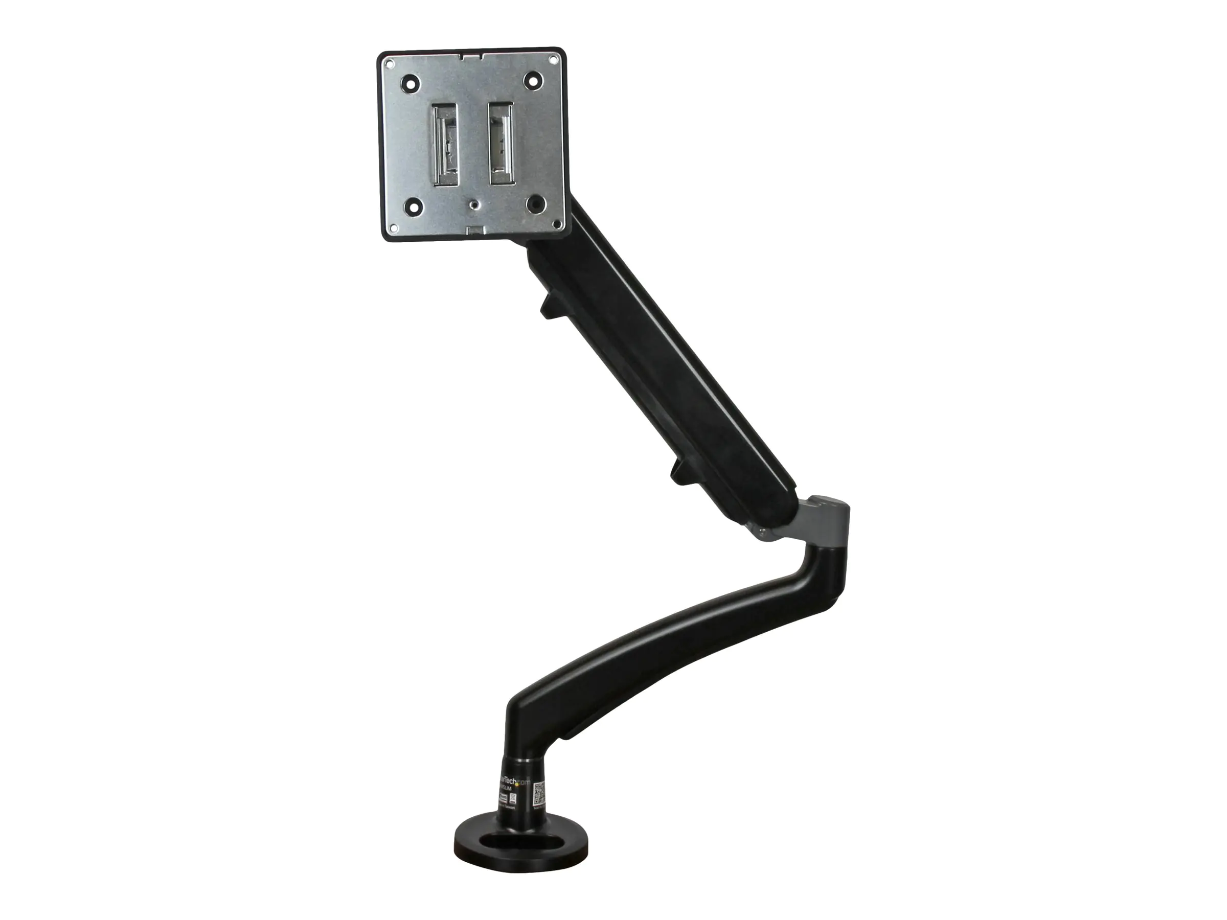 StarTech ARMSLIM Monitorhalterung (mit Tischhalterung, Monitorarm mit Kabelmanagement, für bis zu 34 Zoll Bildschirme) - Befestigungskit - einstellbarer Arm - für LCD-Display - Kunststoff, Stahl - Schwarz - Bildschirmgröße: 66 cm (12"-34") - Tischmontage