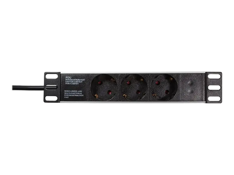LogiLink Stromverteilungseinheit (Rack - einbaufähig) - Wechselstrom 230 V - 3500 Watt - Eingabe, Eingang power CEE 7/7 - Ausgangsanschlüsse: 3 (Stromversorgung) PDU3B01