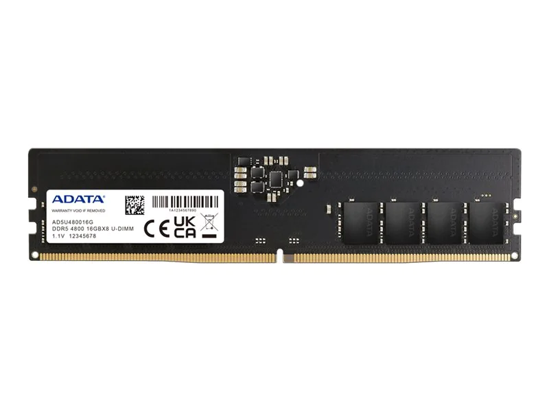 ADATA - DDR5 - Modul - 16 GB - DIMM 288-PIN - 4800 MHz / PC5-38400 - CL40 - 1.1 V - ungepuffert - on-die ECC - Schwarz
