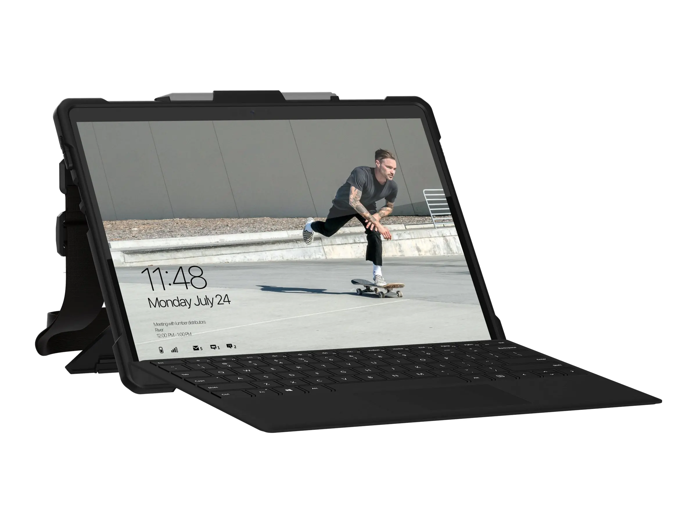 UAG Rugged Case for Microsoft Surface Pro X w/ Handstrap & Shoulder Strap - Plasma Ice - Hintere Abdeckung für Tablet - widerstandsfähig - für Microsoft Surface Pro X