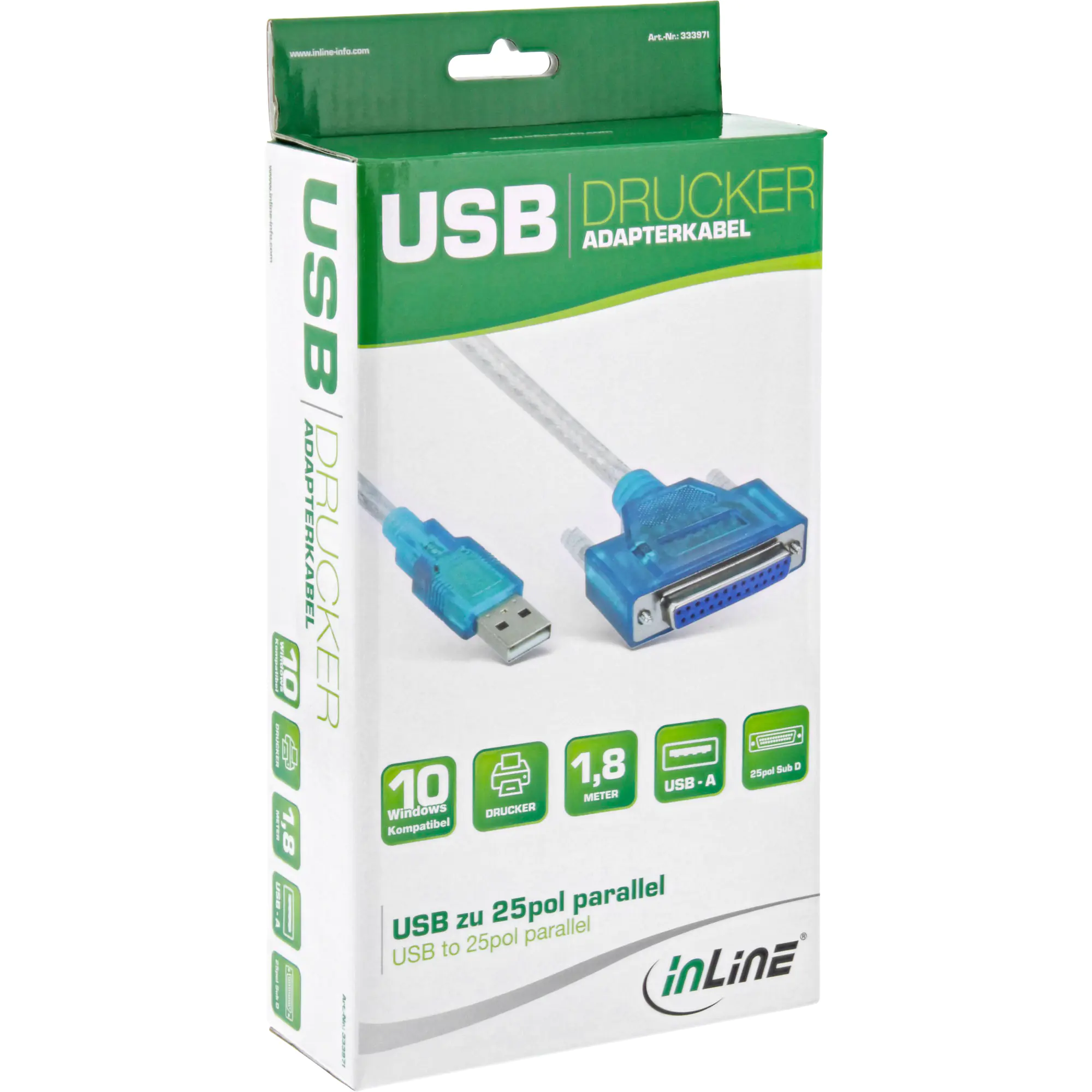 InLine - Druckerkabel - USB (M) zu DB-25 (W) - 1.8 m