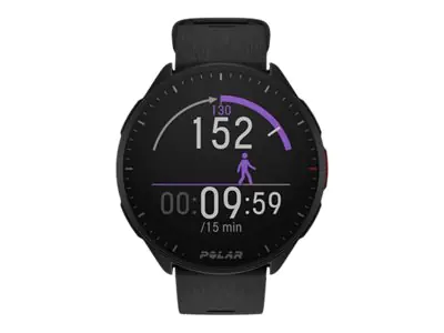 POLAR Pacer - Night Black - intelligente Uhr mit Band - Night Black - Bandgröße: S/L - Anzeige 3 cm (1.2") - 32 MB - Bluetooth - 23 g