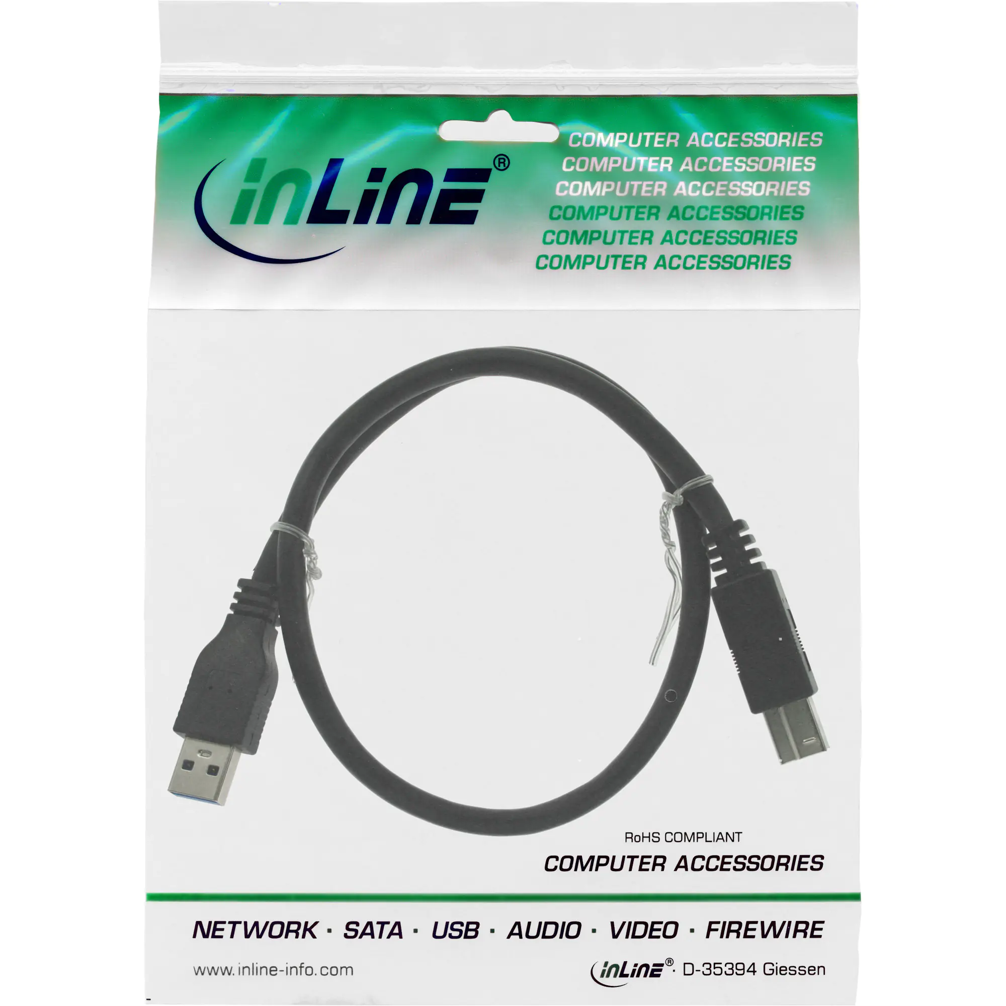 InLine - USB-Kabel - USB Type B (M) zu USB Typ A (M) - USB 3.0 - 2 m - Schwarz