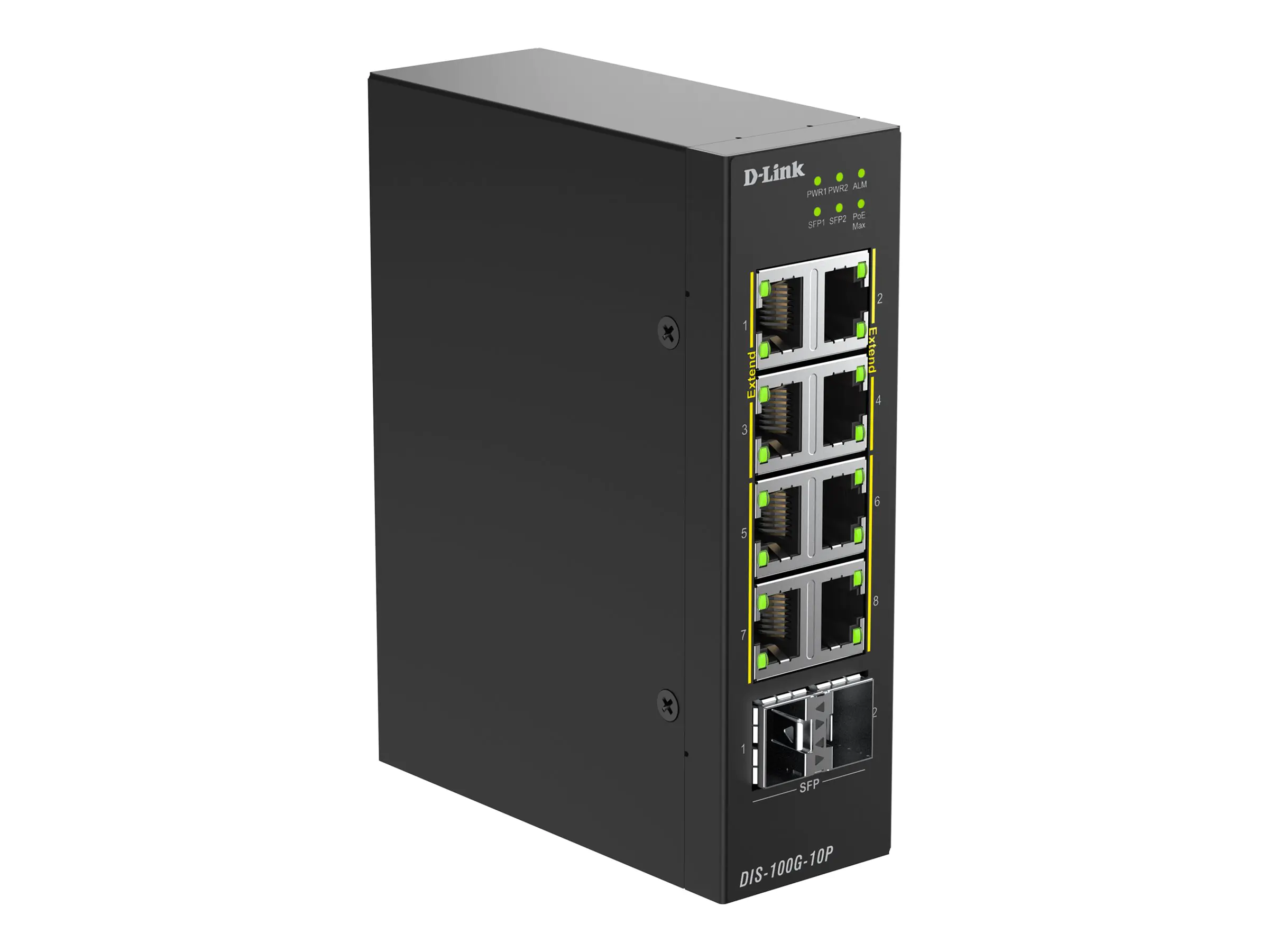 D-Link DIS 100G-10P - Switch - industriell - unmanaged - 8 x 10/100/1000 (PoE) DIS-100G-10P