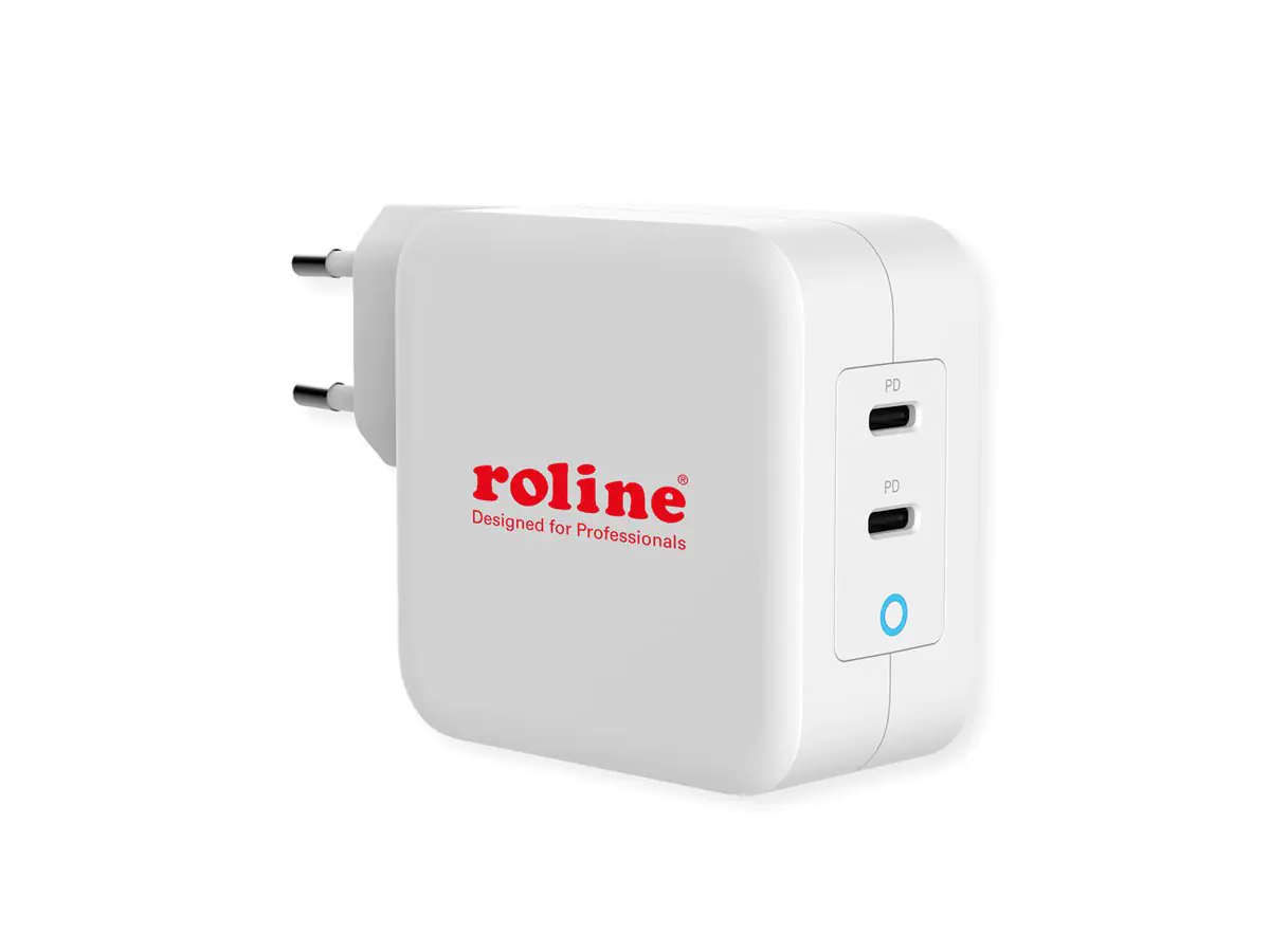 ROTRONIC-SECOMP Roline - Netzteil - 100 Watt - 5 A - PD 3.0, QC 3.0 - 2 Ausgabeanschlussstellen (USB-C) 19.11.1053