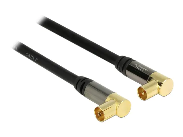 Delock - Antennenkabel - UHF-Steckverbinder (W) bis UHF-Steckverbinder (M) - 1 m - Koax - Schwarz - gewinkelter Stecker