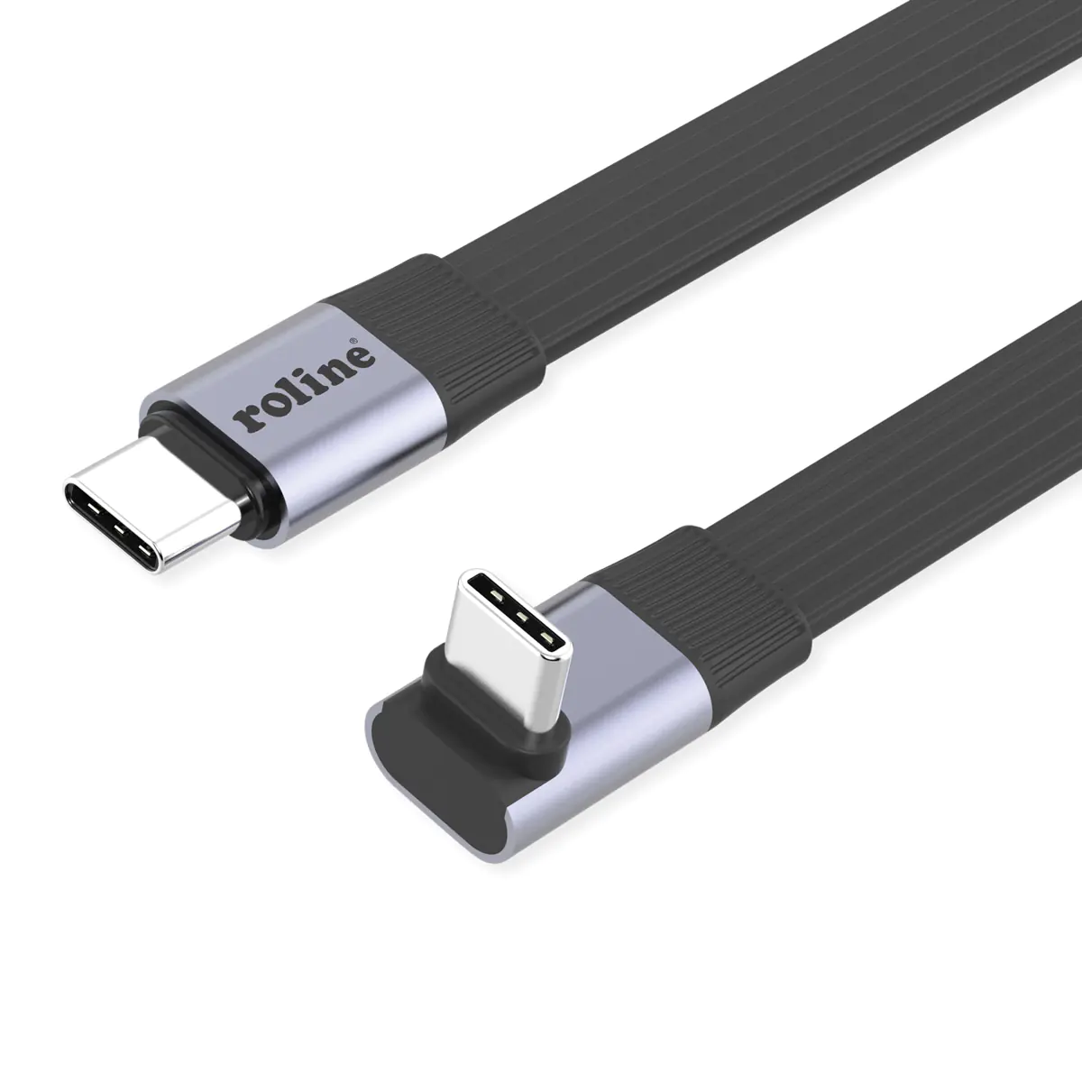 ROLINE USB4-2.0 Kabel 80 Gbit/s flach ST/ST gerade-270° abgewinkelt - Kabel - Digital/Daten