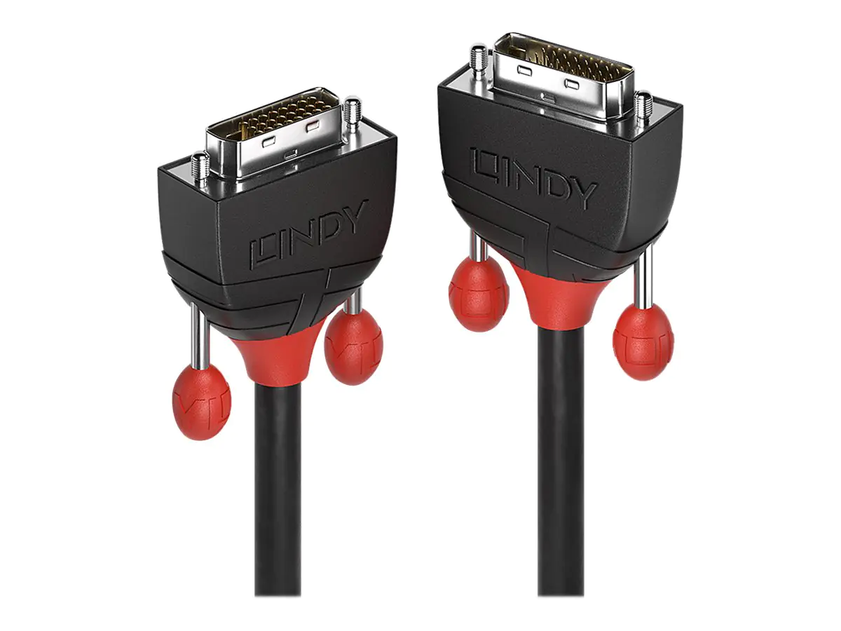 Lindy Black Line - DVI-Kabel - Dual Link - DVI-D (M) zu DVI-D (M) - 1 m - rund, Daumenschrauben, 1080p-Unterstützung, unterstützt 2560 x 1600 (WQXGA) - Schwarz