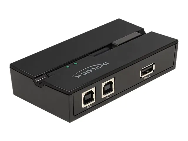 Delock - USB-Umschalter für die gemeinsame Nutzung von Peripheriegeräten - 2 x USB 2.0 - wandmontierbar, oberflächenmontierbar