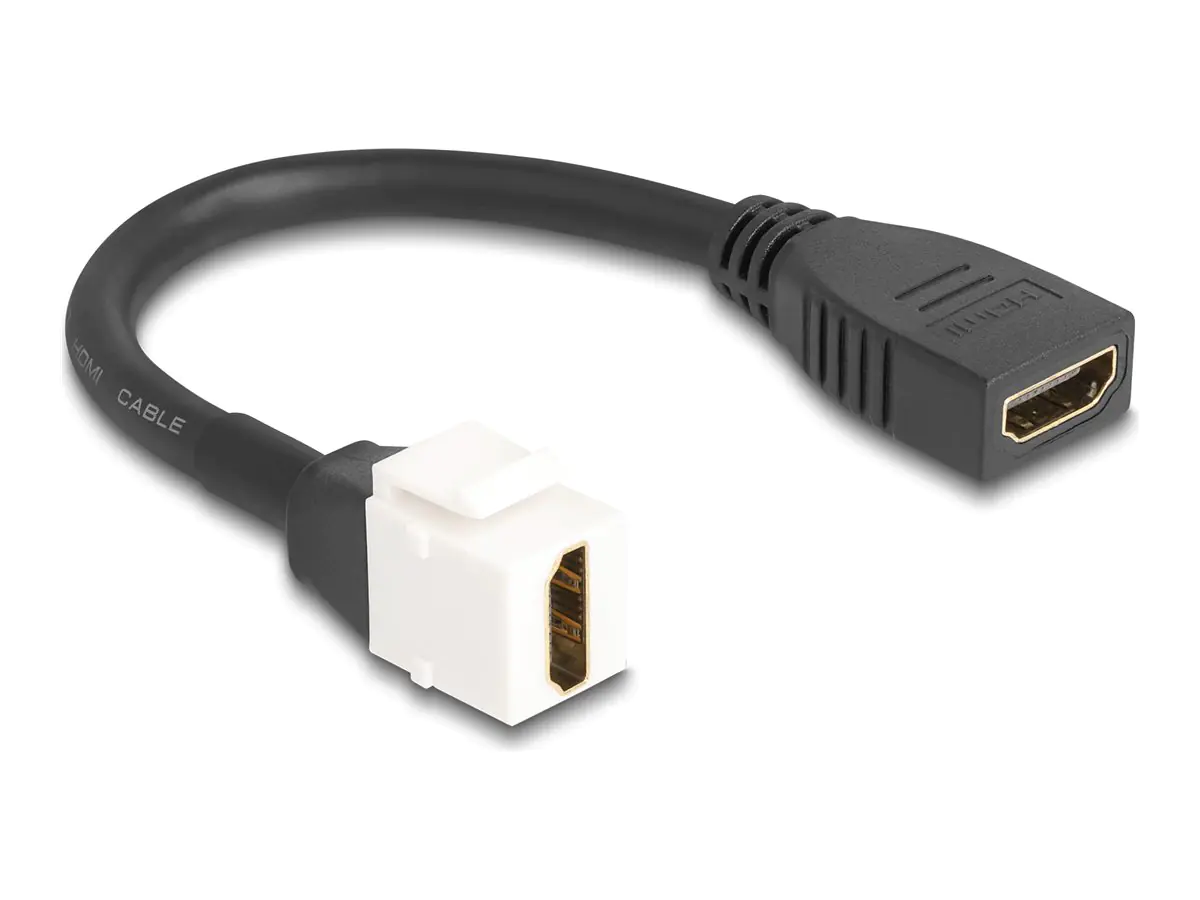 Delock HDMI-Kabel - HDMI weiblich zu HDMI weiblich Keystone - 20 cm - schwarz / weiß -