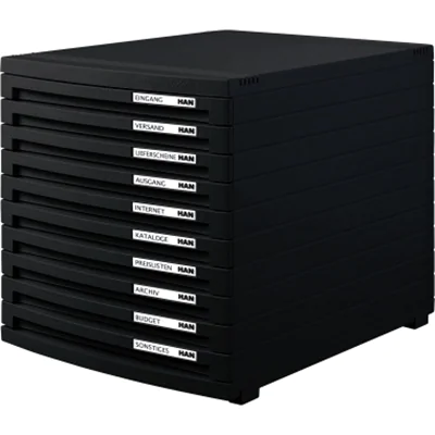 HAN Schubladenbox CONTUR 1510-13 A4/B4/C4 10Schübe geschl. sw/sw HAN Schubladenbox CONTUR 1510-13 A4/B4/C4 10Schübe geschl. sw/sw