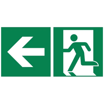 Hinweisschild Rettungsweg links 30x15cm Hart-PVC