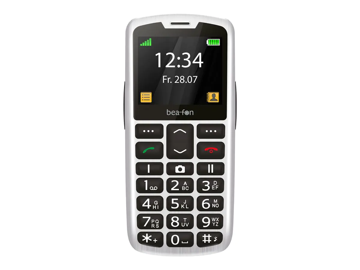 Bea-fon Silver Line - 4G Feature Phone - microSD slot - LCD-Anzeige - 176 x 220 Pixel - rear camera 0,3 MP - Silver/Black Bea-fon Silver Line - 4G Feature Phone - microSD slot - LCD-Anzeige - 176 x 220 Pixel - rear camera 0,3 MP - Silver/Black