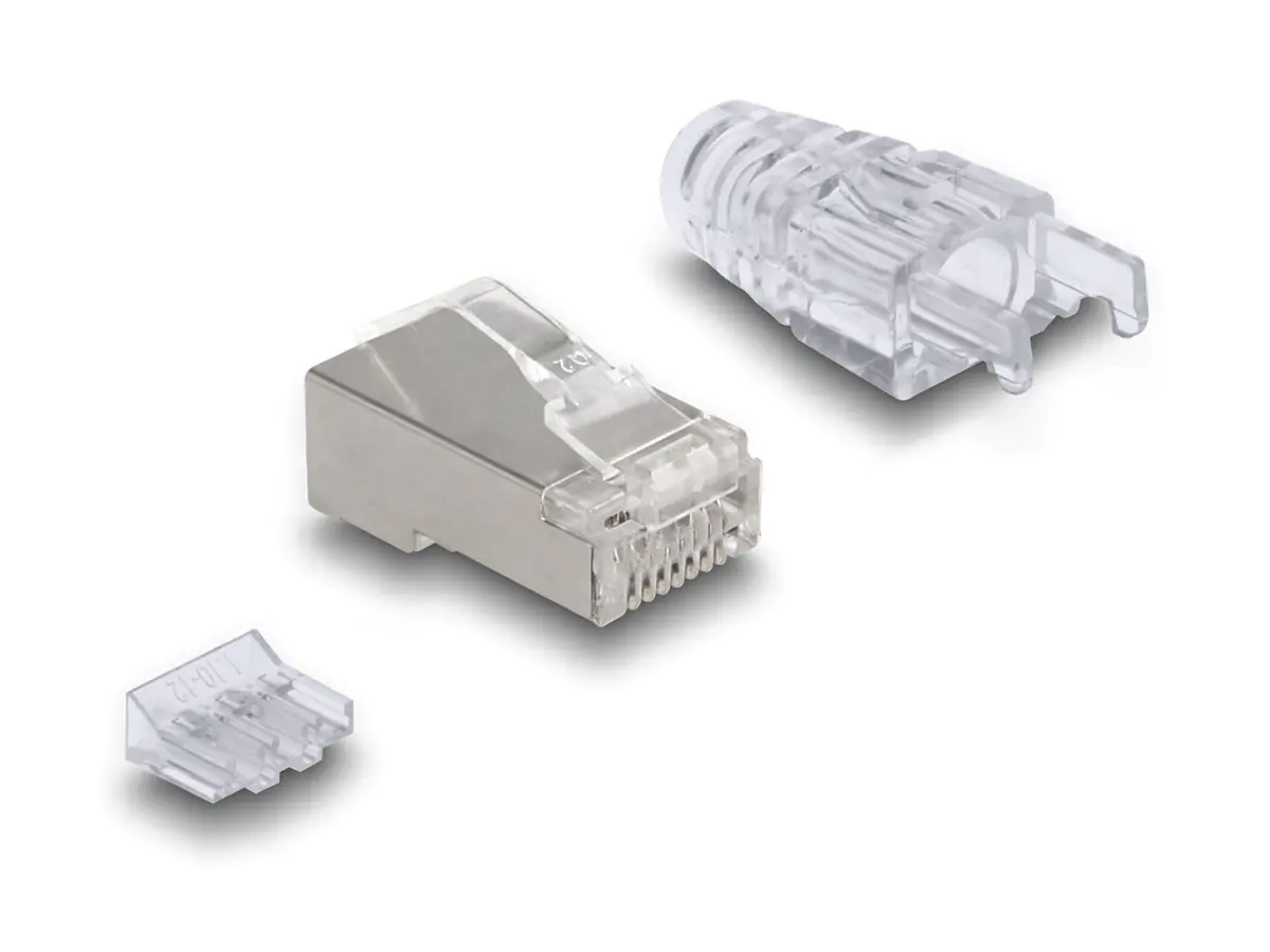 Delock RJ45 Modularer Stecker mit gebogener Rastnase Cat.6 und Knickschutztülle... - Kabel-