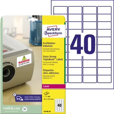 ZWF Kraftkleber Etiketten L6140-20 3-fach 45,7x25,4mm Pa=20Bl ZWF Kraftkleber Etiketten L6140-20 3-fach 45,7x25,4mm Pa=20Bl