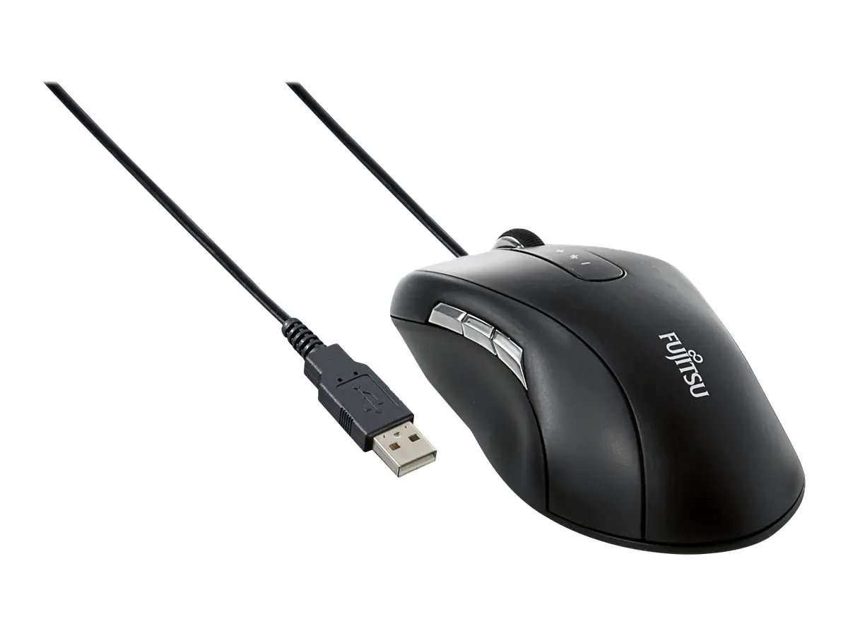 Fujitsu M960 - Maus - Für Rechtshänder - Blaue LED - 10 Tasten - kabelgebunden - USB - Schwarz - für Celsius H7510, J5010, W5010, W5012; ESPRIMO D7010, D7011, D9010, D9011, G9010, K5010/24